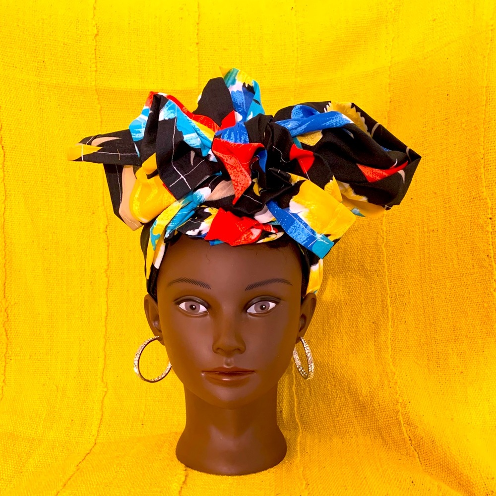 Hand Crafted Headwrap & Mask Set - Picture 2 of 6